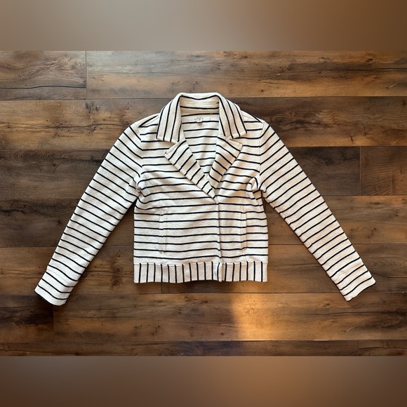 LOFT Jackets & Blazers - LOFT Striped Snap Front Jacket Small Cotton Moto Style